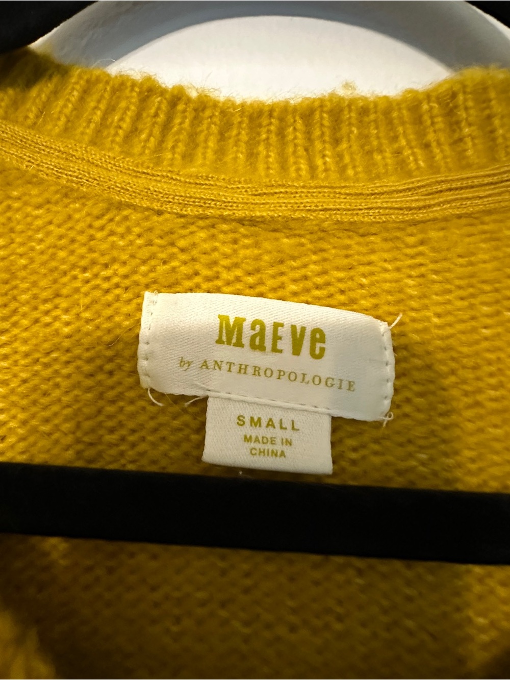 Anthro Maeve Lace Collar Mustard Yellow Granny Cardigan size Small - Picture 4 of 5